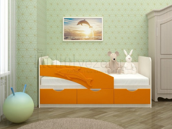 Дельфин-3 Кровать детская 3 ящика без ручек 1.8 Оранжевый глянец в Решётах - reshyoty.mebel54.com | фото