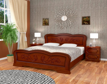 Кровать Карина-8 из массива сосны 1400*2000 Орех в Решётах - reshyoty.mebel54.com | фото
