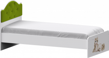 Кровать Каспер с мягкой спинкой и фотопечатью (800х1900)Белый/Лайм в Решётах - reshyoty.mebel54.com | фото