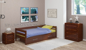 Кровать одинарная ГЛОРИЯ из массива сосны  900*2000 (Орех) в Решётах - reshyoty.mebel54.com | фото