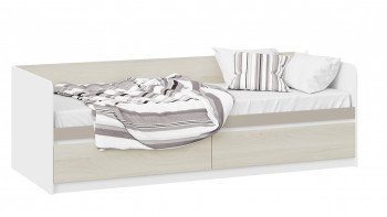 Кровать «Сканди» с 2 ящиками Дуб Гарден/Белый/Глиняный серый в Решётах - reshyoty.mebel54.com | фото