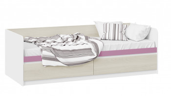 Кровать «Сканди» с 2 ящиками Дуб Гарден/Белый/Лиловый в Решётах - reshyoty.mebel54.com | фото
