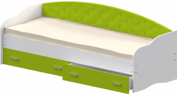 Кровать Софа-8 с мягкой спинкой (900х1900) Белый/Лайм в Решётах - reshyoty.mebel54.com | фото