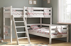 Кровать Соня вариант 8 угловая с наклонной лестницей Белый полупрозрачный в Решётах - reshyoty.mebel54.com | фото