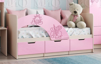 Кровать Юниор-3 ((мульт) розовый металл/дуб беленый) в Решётах - reshyoty.mebel54.com | фото