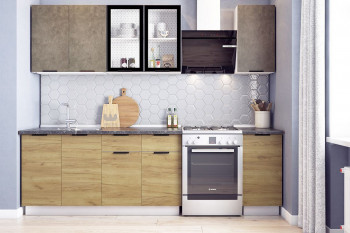 Кухонный гарнитур Стоун 2.0 (белый/камень темно-серый/акация светлая) в Решётах - reshyoty.mebel54.com | фото