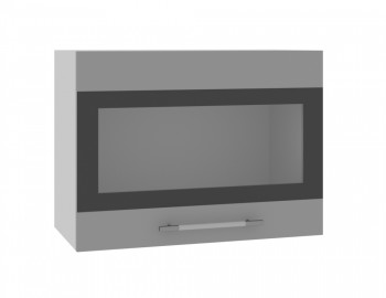 Норд ШВГС 600 Шкаф верхний горизонтальный со стеклом (Софт черный/корпус Белый) в Решётах - reshyoty.mebel54.com | фото