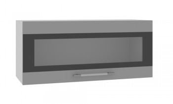 Норд ШВГС 800 Шкаф верхний горизонтальный со стеклом (Софт черный/корпус Белый) в Решётах - reshyoty.mebel54.com | фото