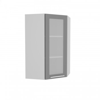Норд ШВУС 600Н Шкаф верхний угловой (премьер) высокий (Софт черный/корпус Белый) в Решётах - reshyoty.mebel54.com | фото