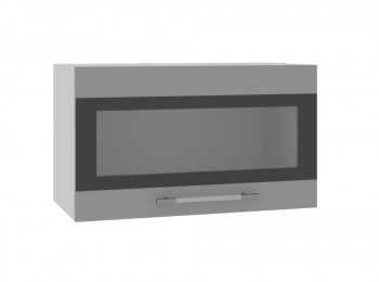 Ройс ПГСФ 600 Шкаф верхний горизонтальный со стеклом с фотопечатью (Графит софт/корпус Серый) в Решётах - reshyoty.mebel54.com | фото