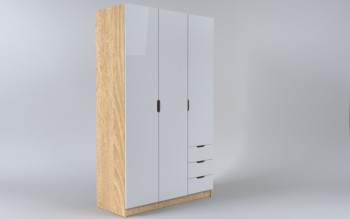 Шкаф 3-х створчатый с ящиками Лофт (Белый/корпус Дуб Сонома) в Решётах - reshyoty.mebel54.com | фото