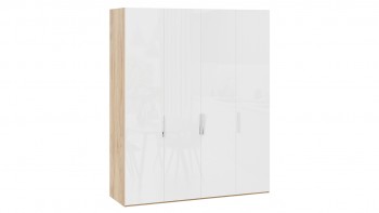 Шкаф для одежды с 4 глухими дверями «Эмбер» Яблоня Беллуно/Белый глянец в Решётах - reshyoty.mebel54.com | фото