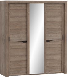 Шкаф трехдверный Соренто с раздвижными дверями Дуб стирлинг/Кофе структурный матовый в Решётах - reshyoty.mebel54.com | фото